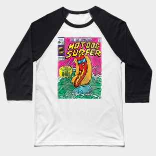 Hot Dog Surfer Baseball T-Shirt